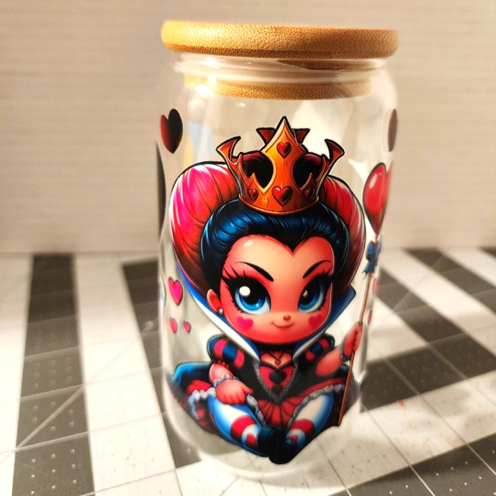 Whimsical Queen of Hearts  Tumbler 16oz with Bamboo Lid